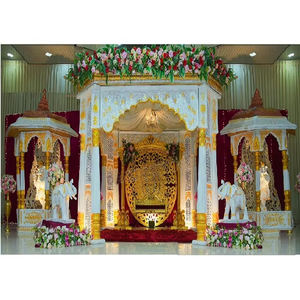 Grand décor de réception de mariage du sud de l'Inde scène élégante décoration de scène d'événement de mariage du sud décor de scène de mariage indien du sud - Product Image 1