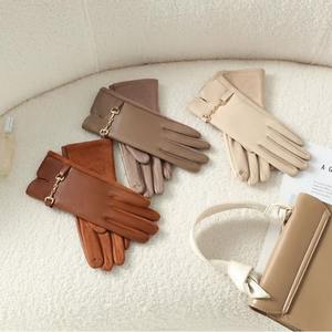 Guantes de Cuero Térmicos de Invierno para Mujer con Pantalla Táctil, Doble Capa, Gruesos, Transpirables, Resistentes al Viento, Casuales para Exteriores, Talla Grande - Product Image 1