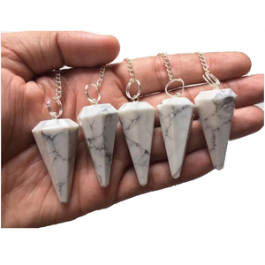 Péndulo de howlita blanca de alta calidad, de cristal Natural piedra preciosa, cono facetado, Péndulo de radiestesia para péndulos curativos de Reiki a la venta - Product Image 6
