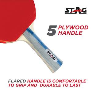 STAG ICONIC Ensemble de tennis de table professionnel durable 4 étoiles 2 raquettes et 3 balles premium avec étui en bois, caoutchouc et fibre de carbone - Product Image 6