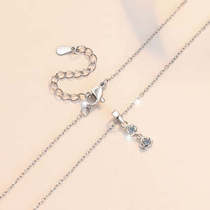 Trendy Minimalist Double Stone <b>Pendant</b> 0.03Ct*2 VVs1 Moissanite S925 <b>Sterling</b> <b>Silver</b> Flower <b>Necklace</b> Multi-color Everyday Wear - Product Image 4