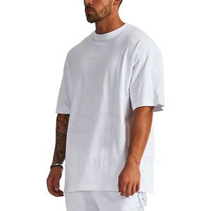 Camiseta de algodón en blanco de 300gsm, camiseta de gran tamaño con estampado de hombro caído, camisetas de calidad personalizadas de peso pesado - Product Image 1