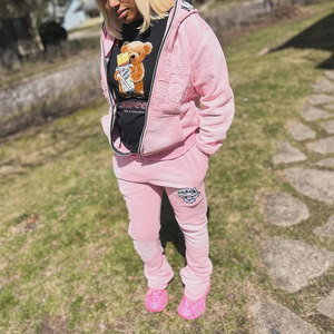 ชุดแนวสตรีทใส่ได้ทั้งชายและหญิงชุดมีฮู้ดมีซิปแบบเต็มหน้าชุดวิ่งเข้ารูปปักลายพัฟ - Product Image 4