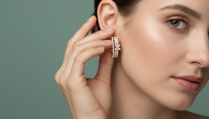 ต่างหูรูปดอกไม้รูปตัวยูสองแถวทอง 14K และเพชรธรรมชาติสำหรับผู้หญิง - Product Image 6