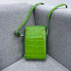 Real Leather Women Crossbody Phone Bag Shoulder Bag For Ladies 2023 Hot Sale Crocodile Leather Cell Phone Bag Mini Size