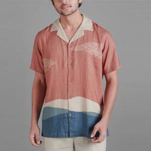 Camisa de lino con cuello cubano para hombre, transpirable y cómoda, ideal para ropa informal, vacaciones y actividades al aire libre - Product Image 3