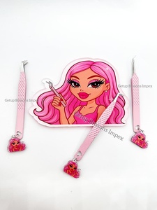 High Quality Sustainable Custom Keychains <b>Acrylic</b> Cute Doll Lash Tile With Magnet For Eyelash Extension Tweezers Available - Product Image 3