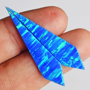 Piedra Preciosa de Alta Calidad con Forma Elegante, 6 CTW, Cabujón de 39x8x2.5 MM, para Fabricación de Joyas, Par de Gemas Creadas en Laboratorio, Hechas a Mano - Product Image 4