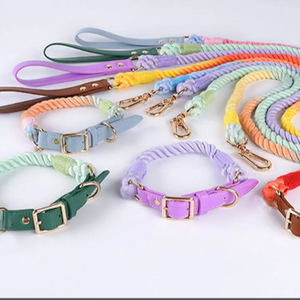 Costumed 5ft เชือกจูงฝ้ายและชุดปลอกคอสำหรับสุนัข,สายจูงเชือกย้อมสีธรรมชาติ,เชือกปลอกคอสุนัขที่มีสีสัน - Product Image 1
