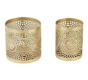 Candelabro metálico de aluminio con grabado Floral para decoración del hogar, portavelas de luz para decoración navideña, forma redonda chapada en oro - Product Image 4