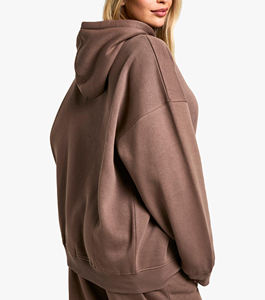 Sudadera con Capucha para Mujer, 100% Algodón, Gris Claro, para Invierno, Corte Holgado, Puños Acanalados, Cómoda y Elegante, Uso Casual - Product Image 2