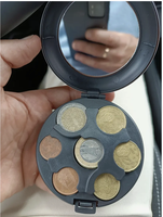 8.5*3cm rond Euro pièce Mini distributeur pièces de rangement sac à main porte-monnaie en alliage d'aluminium Abs Compact organiser boîtes de protection