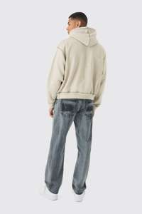 Sweat à capuche surdimensionné Boxy contrasté avec éclaboussures de peinture tonale pour homme fabriqué au Pakistan - Product Image 2