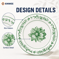 Ensemble d'assiettes en céramique personnalisées en gros, directement de l'usine, design floral, vaisselle décorative en porcelaine pour restaurant et mariage