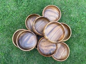 Cuencos de ensalada y cena de madera natural hechos a mano ecológicos, utensilios de cocina al por mayor para servir comida de boda y fiesta - Product Image 4