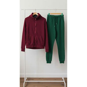 2025 hiver unisexe vêtements ensembles respirant impression polaire fermeture éclair à capuche et pantalons de survêtement survêtement décontracté Sport - Product Image 4