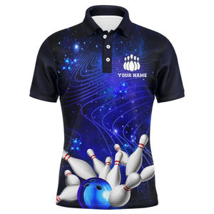 Polo de bowling pour homme personnalisé, séchage rapide, 100% polyester, imperméable, respirant, qualité supérieure, tricoté, imprimé sportif, sublimation - Product Image 1