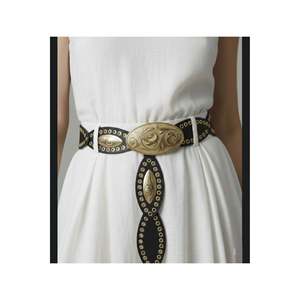 Ceinture de cowgirl, ceinture de taille, ceinture de robe, ceinture de jupe, ceinture de pantalon - Noir-Or - Product Image 4