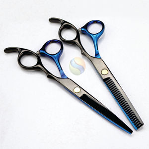Kit de Tijeras de Peluquería Profesional Ligero, Edición Premium Negra y Azul, Ultra Afiladas, para Corte de Cabello en Salón - Product Image 2