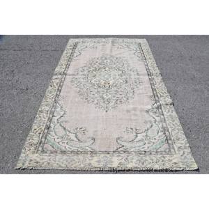 Alfombra turca Vintage área grande 5,2X8,4 pies Beige verde lana látex respaldo Patchwork para Adolescente Rectangular pasillo habitación alfombra - Product Image 1