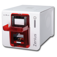 Imprimante de cartes Evolis Zenius, transfert thermique, design élégant, simple face, monochrome, couleur, design compact, USB/Ethernet, 58 mm, 300 dpi