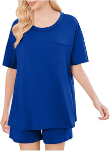 Conjunto de 2 piezas de moda de verano sólido de alta calidad para mujer, Camiseta de algodón transpirable informal, pantalones cortos deportivos hasta la rodilla, opciones personalizables - Product Image 2