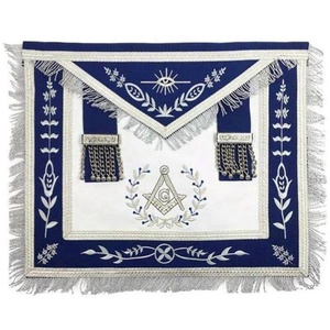 Masonic Blue Lodge Master Mason <b>Silver</b> Leather Lightweight Square Shape Customized UAA Machine Embroidery Freemasons Apron - Product Image 1