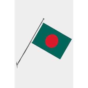 Ensemble de mât de drapeau télescopique du Bangladesh, en aluminium, à fixation murale, avec drapeaux en polyester imprimés numériquement 3x5 pieds, pour l'assurance automobile et l'éducation - Product Image 1