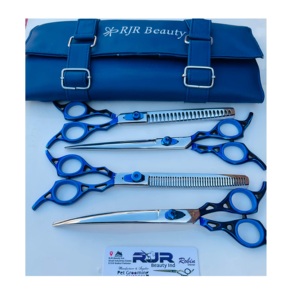 Ensemble de 4 outils de toilettage pour animaux de compagnie en acier inoxydable de qualité supérieure avec ciseaux de qualité professionnelle, antistatiques et à pointe lisse - Product Image 2