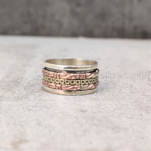 Nouveau Spinner bande bohème bague en argent Sterling 925 femmes pouce anneau Yoga bijoux faits à la main noël anxiété hommes Spinner anneau - Product Image 1