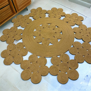 Tapis de sol en jute design de luxe couleur naturelle forme ronde grande taille meilleure qualité tapis de sol en jute Offre Spéciale tapis indiens faits à la main - Product Image 4