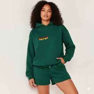 Conjunto de Dos Piezas de Verano para Mujer, Sudadera con Capucha y Manga Corta, 100% Algodón Ecológico, Venta al Por Mayor - Product Image 1