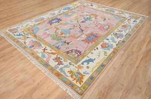 Tapis en laine tufté à la main Oushak, design turc traditionnel, taille personnalisée, antidérapant, lavable, à poils ras, avec support en latex, pour la maison et l'hôtel - Product Image 4