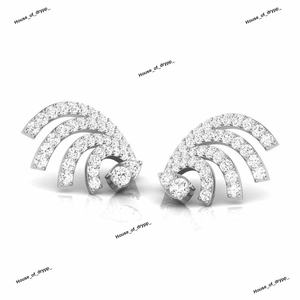 Arc Layered 925 <b>Silver</b> <b>Stud</b> Earrings With Moissanite Diamond Iced Out Modern Minimal Curved Design Luxury Sparkle Statement Look - Product Image 3