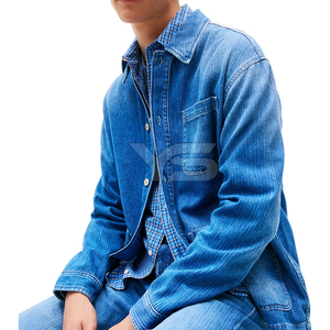 Veste en jean grande taille à la mode pour hommes veste en jean enduite décontractée d'automne avec broderie personnalisée en tissu veste en jean délavé décoration - Product Image 2