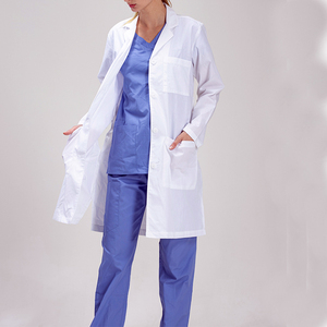 Bata de laboratorio blanca para mujer, de algodón y poliéster, uniforme hospitalario, lista para detección de agujas - Product Image 5
