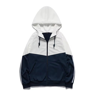 Venta al por mayor Entrenamiento Cremallera Chándal French Terry Sport Spliced Sudadera con capucha y pantalones de chándal Conjuntos Contraste de color en ZOHAN CREATIONS - Product Image 5