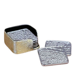 Juegos de 4 posavasos de té de metal de aluminio Chapado en plata con diseño de forma redonda posavasos de té decorativos para el hogar - Product Image 3