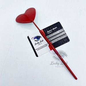 Coeur Forme Rouge Paillettes En Acier Inoxydable Cosmétique Lash Miroir Extension Greffage Outil Logo Privé Cils Artistes Miroirs De Maquillage - Product Image 4