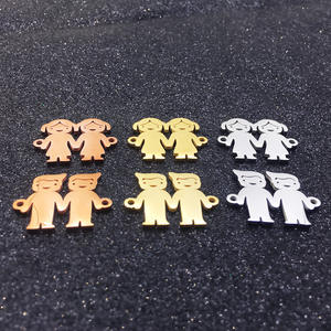 23x18mm DIY Making Acier Inoxydable Métal Famille Garçons Filles Frère Sœur Accessoires Jumeaux Bijoux Charme <span class=keywords><strong>Pendentif</strong></span> - Product Image 2