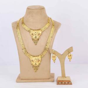Gold Plated Luxury <b>Bridal</b> Combo Jewelry Set Long Link Chain Fashionable Brass Orthodox Religious Type Oro Joyeria - Product Image 1