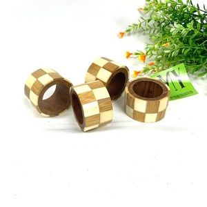 Servilleteros de lujo marrón oscuro, accesorios de mesa redondos de madera y metal para bodas, fiestas de Navidad, hoteles/restaurantes - Product Image 2