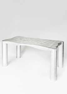 Table à manger design Mobilier moderne minimaliste Table en aluminium massif de forme irrégulière pour salon restaurant - Product Image 3