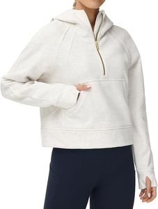 Women's Hoodies Half <b>Zip</b> Long Sleeve Fleece <b>Crop</b> Pullover Sweatshirts Pockets fashion custom <b>Hoodie</b> - Product Image 5