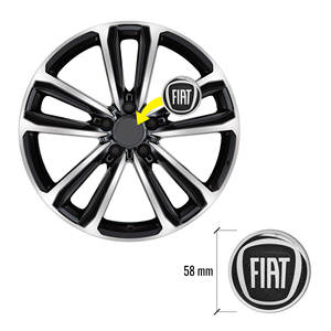 Adesivi per Copriruota 3D di Alta Qualità con Logo Fiat Nero, 4 Pezzi, Diametro 58mm, in Fibra di Carbonio e Materiale ABS per Interni Auto - Product Image 2