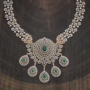 Zircon <b>Necklace</b> 180965 Trendy Emerald Cut Diamond and Moissanite Rhodium Plated Christian Chains for Wedding and Engagement - Product Image 5