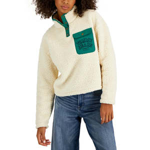 Felpa Sherpa con Bottoni a Pressione Tommy Jeans da Donna, Taglia X-Large, Bianca, per l'Inverno - Product Image 1