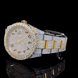 Reloj de Hombre con Diamante Moissanite VVS, 41 mm, Chapado en Oro Blanco, Esfera de Acero Inoxidable, Ancho de Correa de 20 mm, Totalmente Engastado, Cuarzo, Moda Deportiva - Product Image 3