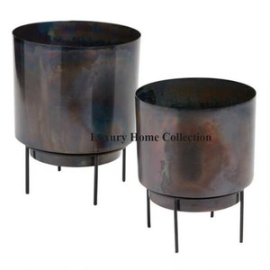 Macetas y jardineras de exhibición de flores de calidad Superior con forma redonda de Color negro con soporte para Decoración de mesa de hogar y Hotel - Product Image 1