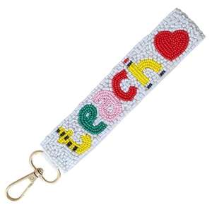 Llaveros Artesanales Indios con Cuentas de Color Negro, con Diseño y Color, Recuerdos para Chicas, Llavero con Purpurina de Lac de la India - Product Image 3